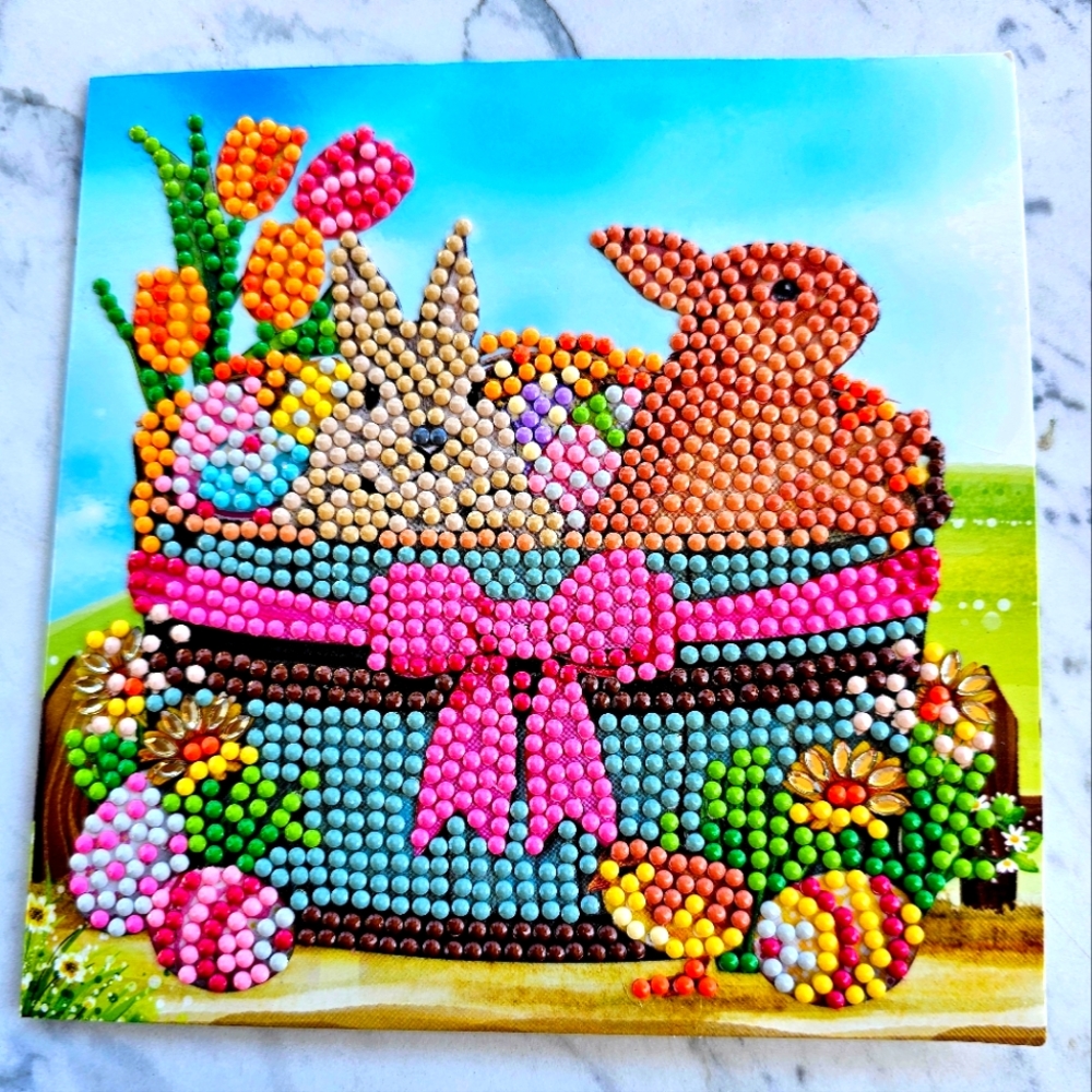 Easter Bunny Basket Stuffer Unique Gift All Ages Diamond Painted